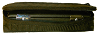 Leather case with a padded cover.